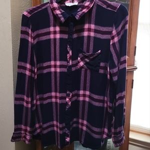 BeachLunchLounge Plaid Button Down Shirt L